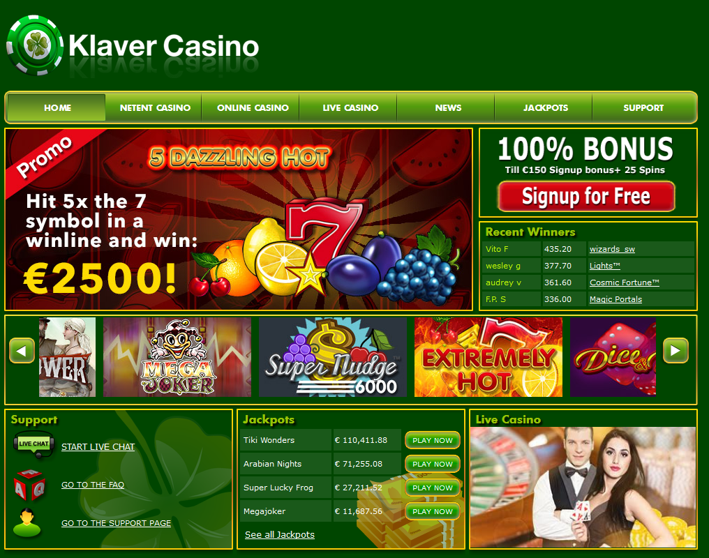 Klaver Casino screen