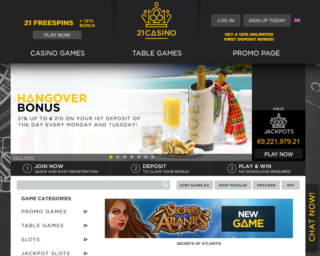 21 Casino website